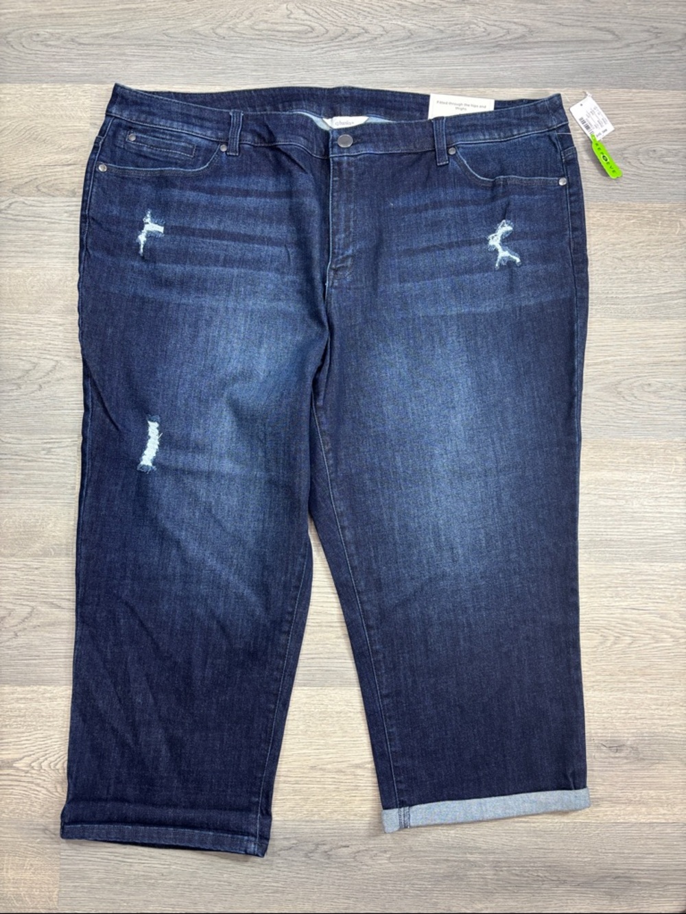 CJ Bank Shaped Fit Mid Rise Distressed Crop Jeans -‎ size 24W NWT